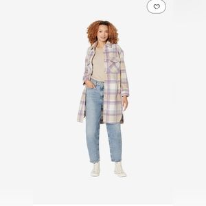 BlankNYC plaid jacket size SMALL. Blue, lavender, tan.